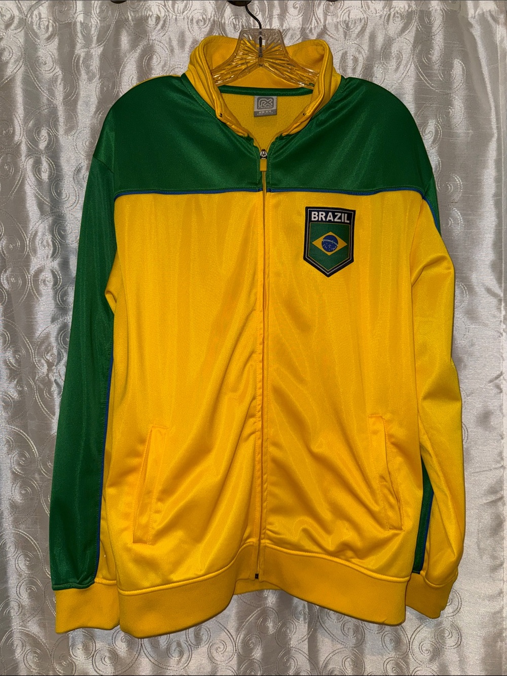 Rhinox Team Brazil Yellow & Green Athletic Zip-Up Jacket Men’s Size Large 🔥 G12